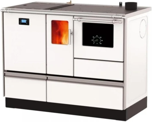 Cuisinière Granulés avec four Chauffage (4,8 kW) + Bouilleur (15,2 kW) Sannover 20 kW Blanc