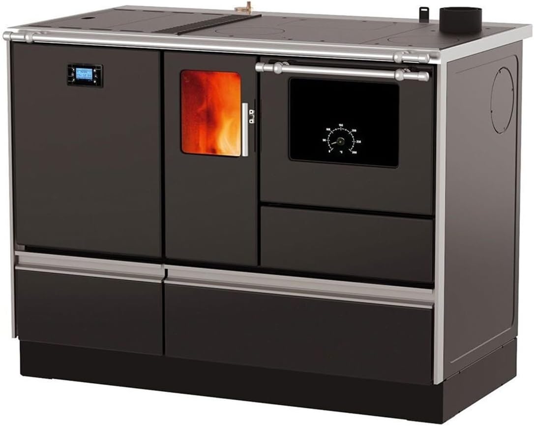 Cuisinière Granulés avec Four Chauffage (4,8 KW) + Bouilleur (15,2 KW) Sannover 20 KW Gris Anthracite