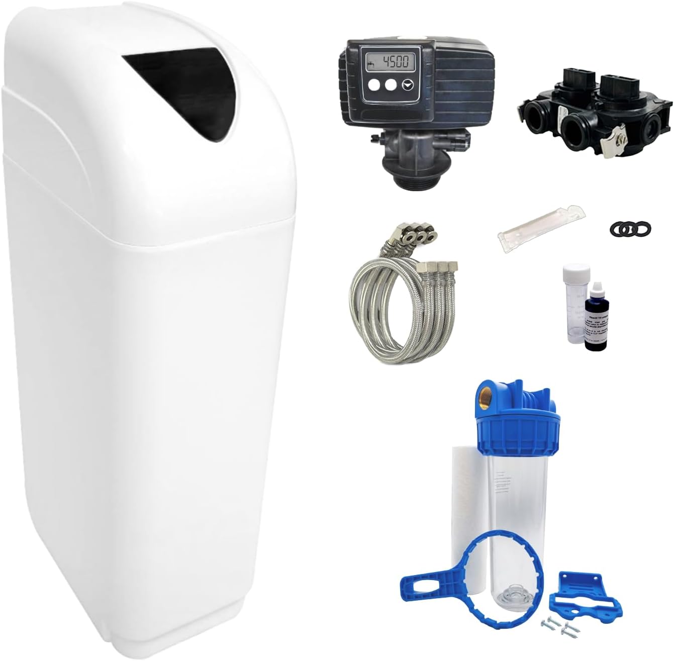 Adoucisseur D'eau 25l Vanne Fleck 5600 Sxt Complet Bac Blanc - Kit Essentiel