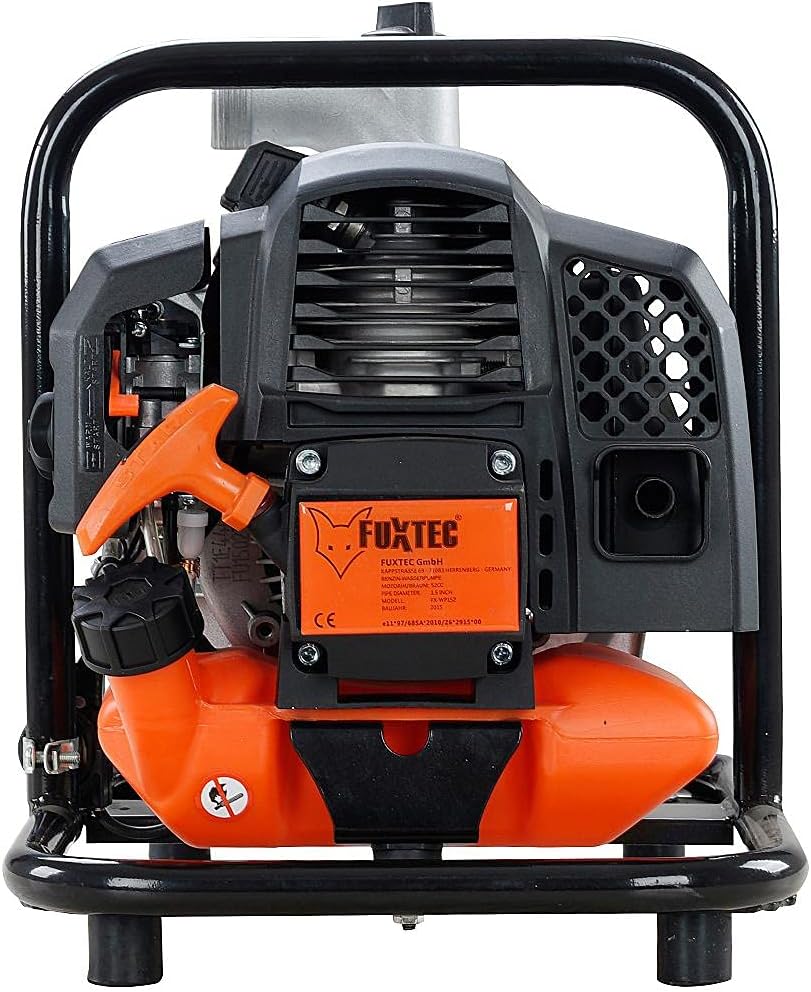 Pompe à eau thermique 2 temps 52 cm3 FUXTEC FX-WP152 - volume aspiration 15.000 l/h, hauteur de refoulement 35 m, hauteur d’aspiration max - 8m - Pompe de jardin ou de bassin à essence