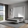 Kento – Lit Mural Rabattable, Lit Double Pliable, Lit Escamotable Cendre Blanche, Lit Empilable Made in Italy, Matelas Non Inclus, Économiser de l'espace, Le Lit Arrive Démonté