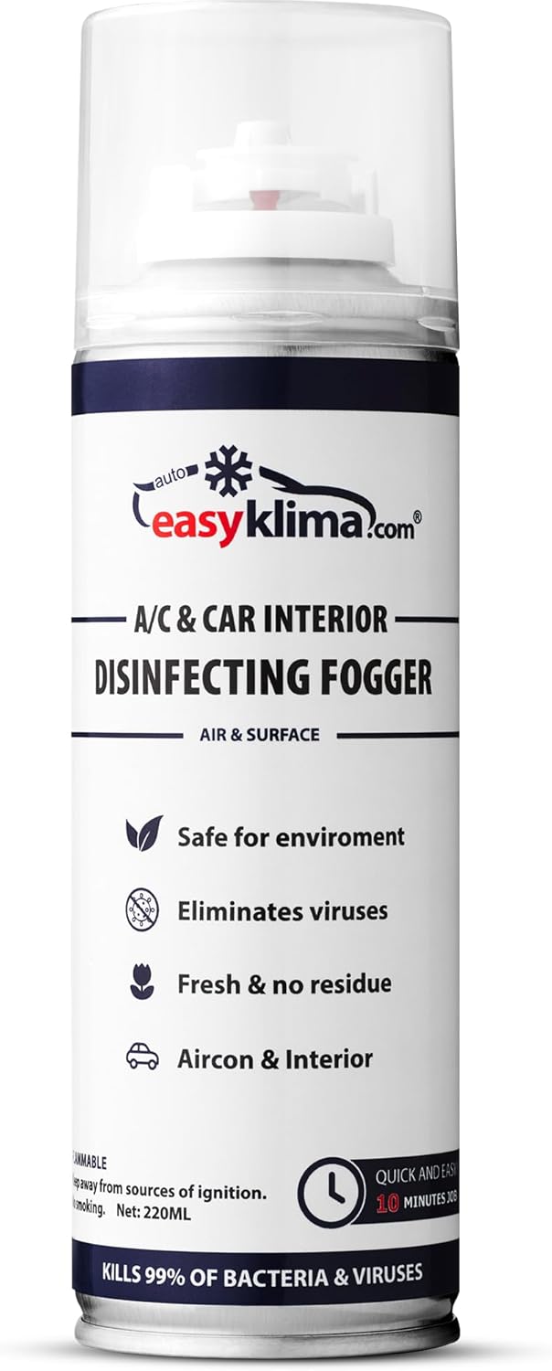 EasyKlima® Fogger: nettoyant intérieur et désodorisant pour voiture - Élimine les mauvaises odeurs et rafraîchit la climatisation en seulement 10 minutes.