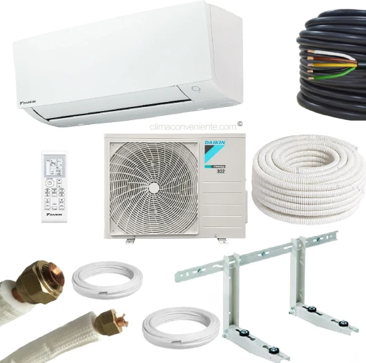 Climatiseur Réversible Mural Daikin avec kit d’installation 7 mètres 21000 BTU, FTXC60D RXC60D, 6 kW, Mono-Split, gamme professionnelle ClimaConveniente®