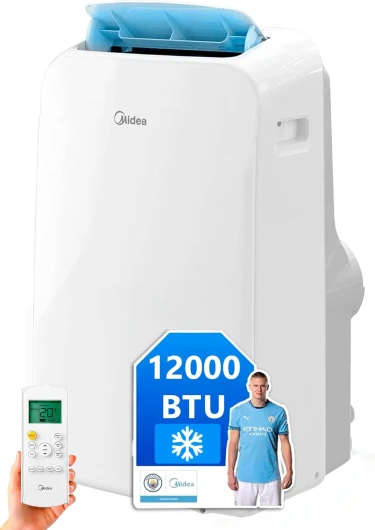 Climatiseur Mobile Silencieux 12000 BTU avec Évacuation - Climatisation Portable Prêt à Poser 3500W - Clim Réversible Split Mobile - 3 Vitesses avec Kit de Fenêtre et Télécommande