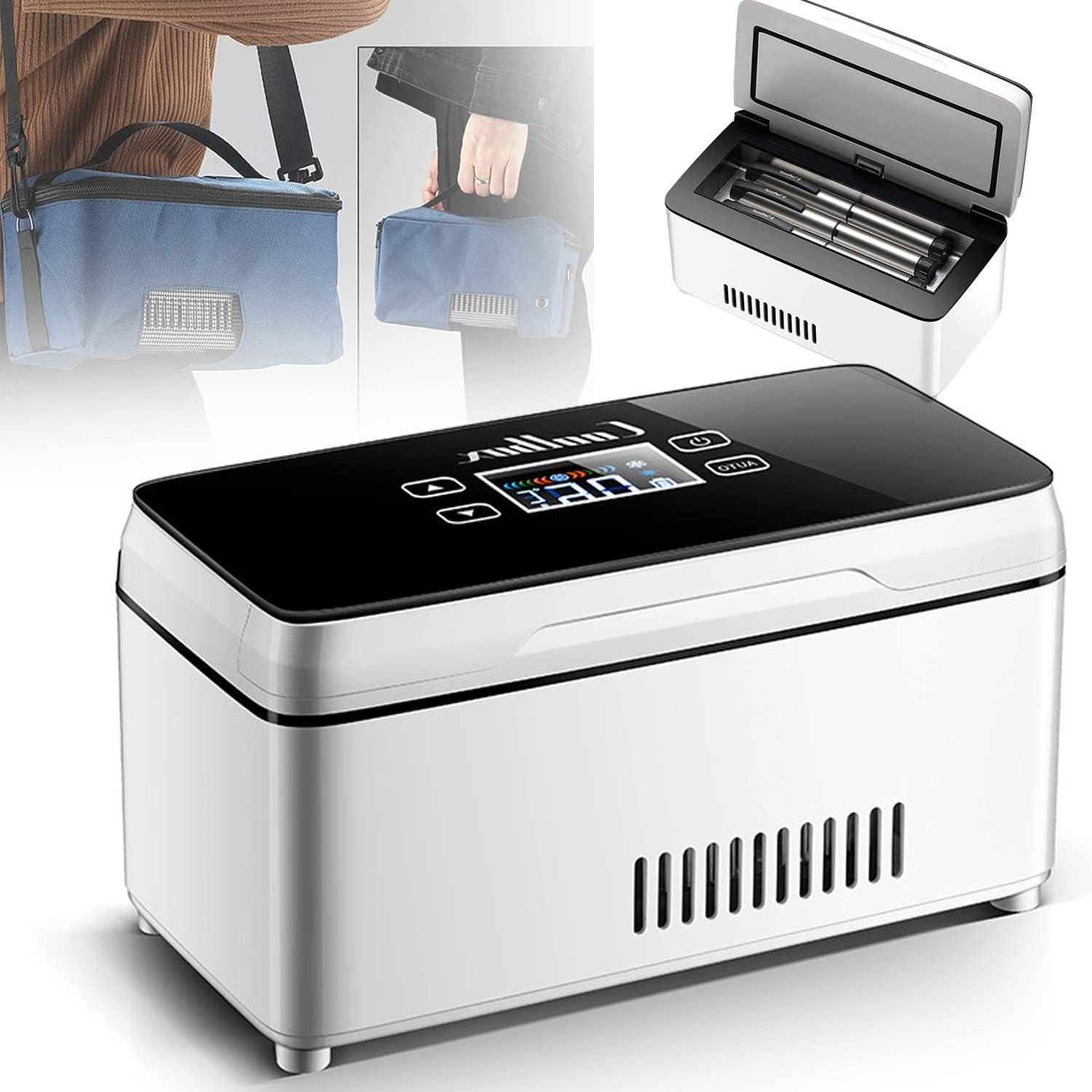 Mini réfrigérateur réfrigérateur pharmaceutique et refroidisseur d'insuline, mini réfrigérateur rechargeable thermostatique intelligent portable, réfrigérateur de voiture pharmaceutique,Battery*1