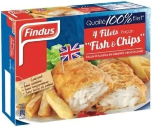 Findus 4 Filets de Colin d'Alaska Façon Fish/Chips 400 g