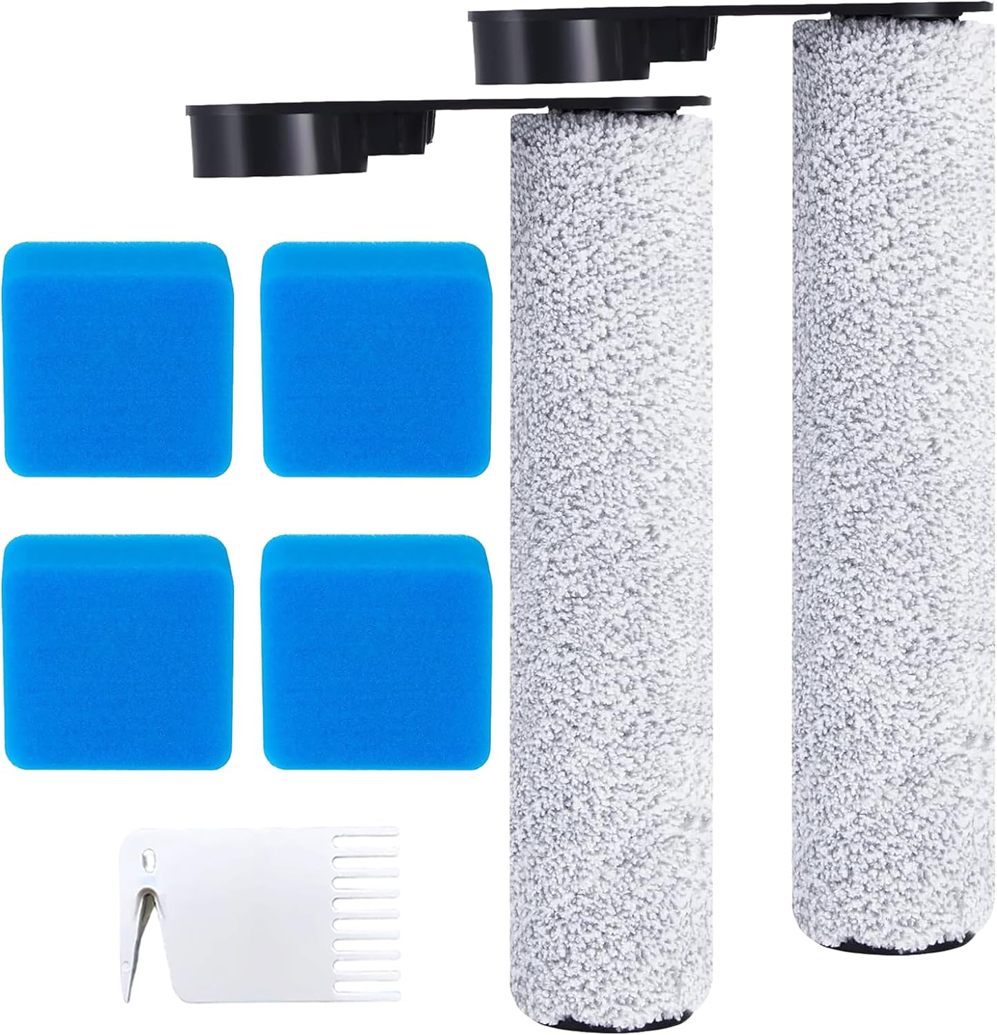 HIYOUNG 2 Rouleaux de brosse et 4 filtres Set d'accessoires pour Eureka NEW430,JONR ED12 Aspirateur eau et poussière Pièces détachées