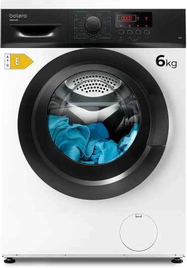 Lavadora 6 Kg Carga Frontal Bolero DressCode 6000N - Revoluciones Programables hasta 1000 RPM, 8 Programas, Panel de Control con Display LED, DelayStart hasta 24h, Aclarado Extra