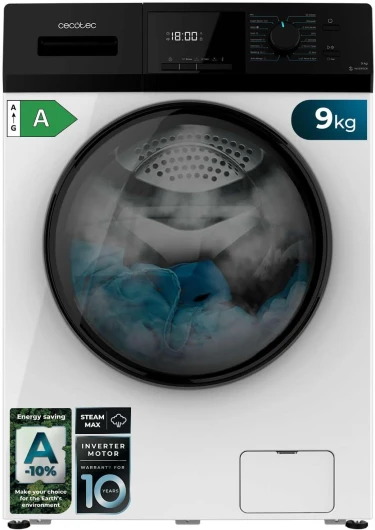 Lave-Linge 9Kg Chargement Frontal Bolero Dresscode 9410 Inverter A - 1900W, 1400 tr/min Réglable, 16 Programmes, Faible Consommation d'Énergie, Vapeur, Stérilisation du Linge