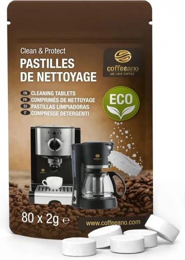 80 Pastilles de nettoyage pour Jura, Krups, Melitta, Delonghi, Siemens, Philips, Bosch, Tassimo, Nespresso, Sage, Senseo machines à café automatiques et cafetières - Coffeeano nettoyant