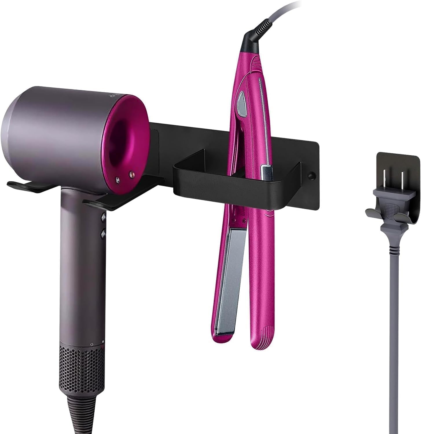 Support pour Sèche-Cheveux, Accessoires pour Station De Sèche-Cheveux à Fixation Murale, Support pour Lisseur, Organisateur D'outils De Coiffure pour La Salle De Bain, Support De Rangement