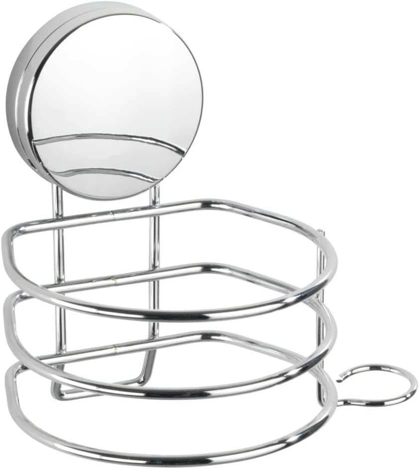Support Sèche cheveux mural Osimo, Porte sèche cheveux mural fixation sans perçage "Static Loc Plus", fixation par adhérence statique, avec porte cable, acier, 14x13x11cm, chromé