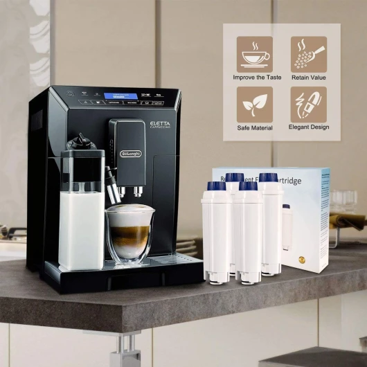 Somune Filtre à eau pour machine à café Delonghi dlsc002 Cartouche filtrante charbon actif adoucissant Compatible avec Delonghi ECAM, ESAM ETAM, BCO, EC - Lot de 4.