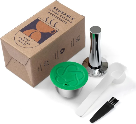 Cápsulas de café recargables reutilizables cápsulas para Dolce Gusto Cápsula filtro de acero inoxidable para dulce gusto, reutilizable, filtro + café Tamper+ cuchara + cepillo