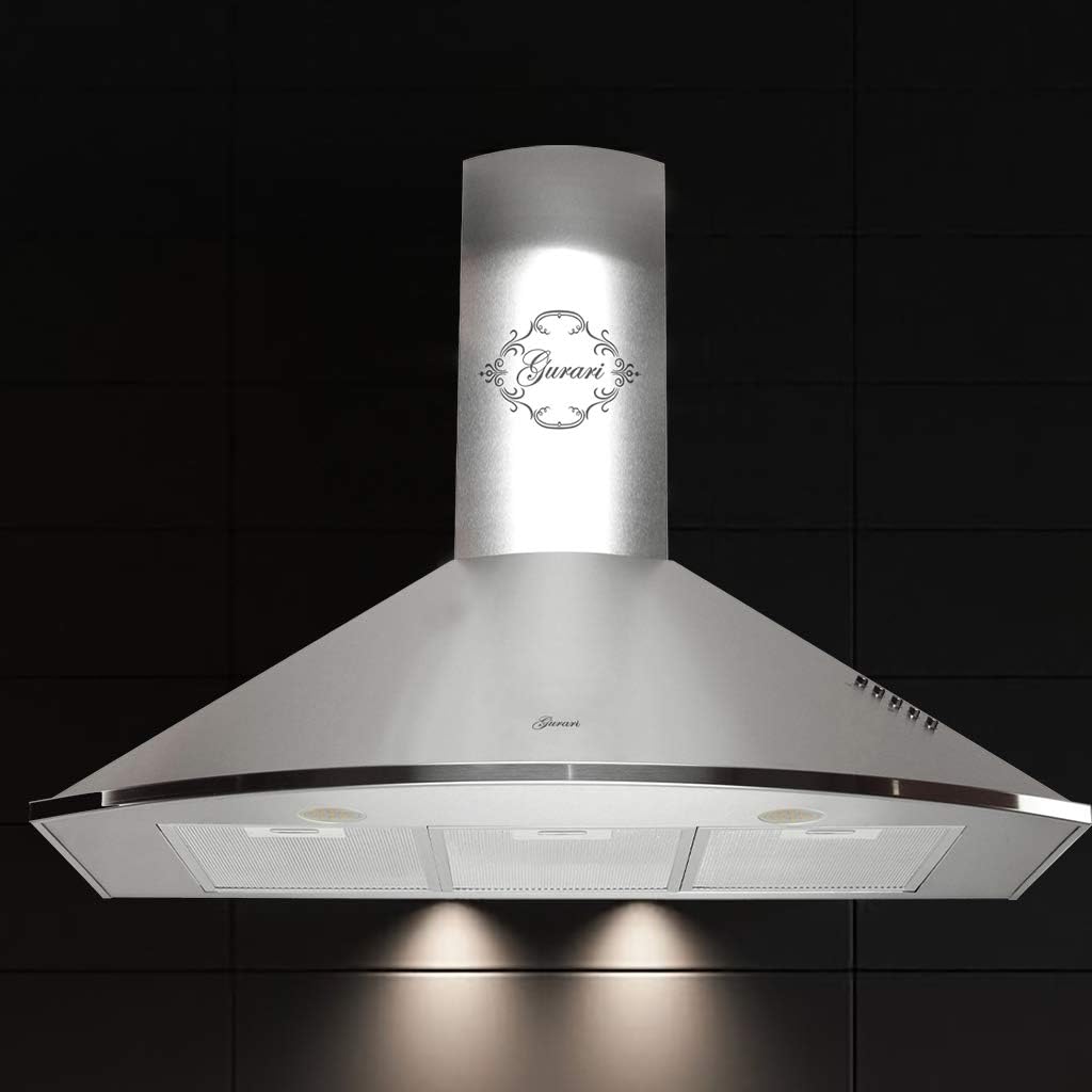 Gurari 046 IS Hotte aspirante murale 90 cm •1000m³/h•Hotte murale Luxe fabricant Gurari • 3 vitesses •1000m³/h •LED •Hotte• inox •Recirculation possible