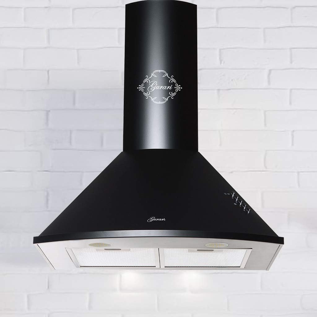 Gurari 046 Hotte aspirante murale 60 cm •1000m³/h•Hotte murale Luxe fabricant Gurari • 3 vitesses •1000m³/h •LED •Hotte Noir •Métal noir •Recirculation possible
