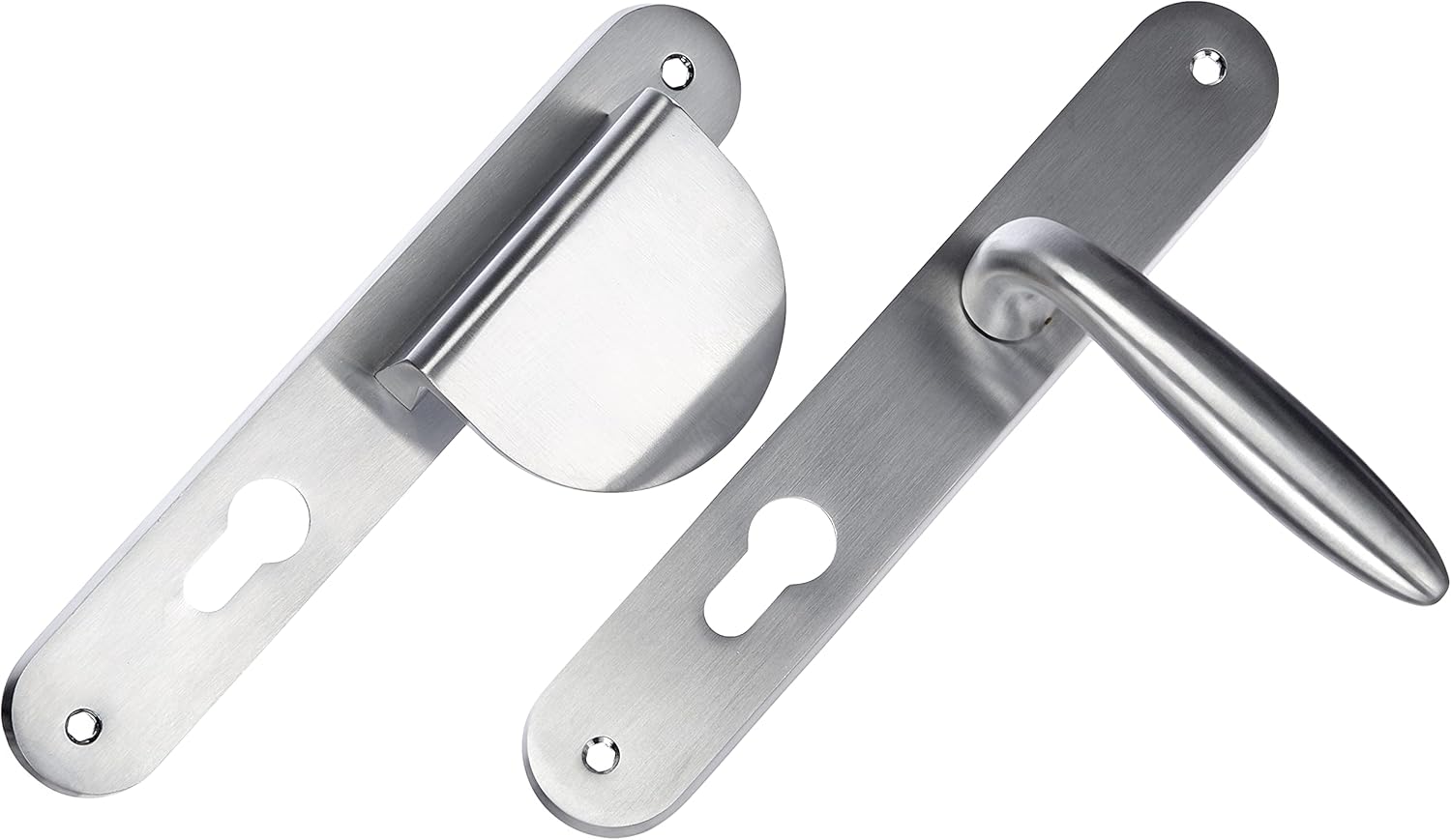 Bricard Esquisse 9984051 Ensemble Poignées Palière zamak Béquille + Aileron Profil Européen (sans Cylindre) pour Porte d'Entrée, Argent