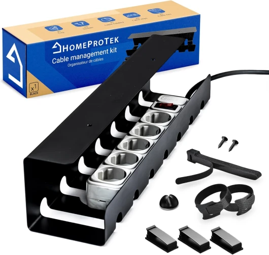 Passe-câbles pour Une Gestion des câbles ordonnée - 1x Noir Support de câble avec Montage Facile - 43x10x10cm Organisateur pour Bureau à Domicile 1 Noir