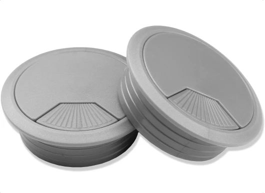 ® 2 X Passe-Câble Bureau - Diamètre:Ø 60mm Rond Argenté