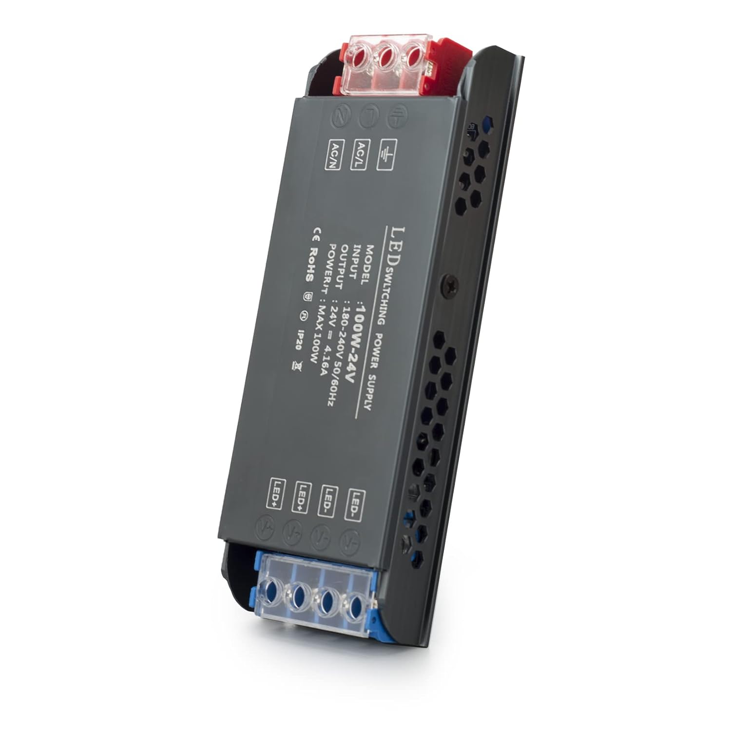 Transformateur 220V 24V LED Driver 100W Ultra Mince Transfo 4,16A Adaptateur Alimentation, 220V AC à 24V DC Convertisseur, d'alimentation Basse Tension Transfo LED de Tension Constante Normal-24V-100W