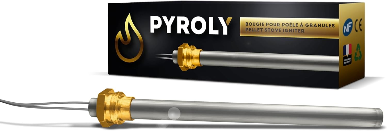 PYROLY Bougie d'allumage pour poêle à granulé compatible PIAZZETTA/SUPERIOR/JOLLY MEC/INTERSTOVES/INVICTA/MCZ/FREEPOINT/RED/KAUSIFLAM/SKIA(150/140mm-Ø9,9mm-280 W) Qualité supérieure