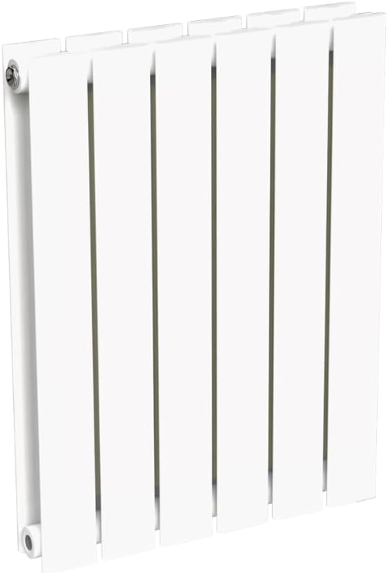 Radiateur blanc mural eau chaude horizontal en acier double lame - 60 x 45 cm 662 Watt chauffage central - 4 raccordements 15x21 (1/2) série NYTIA by NOYON & THIEBAULT Blanc 60 X 45