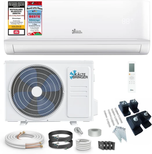 Climatiseur Split - 9000 BTU - 2,6 kW - Avec fonction chauffage, WiFi et App - très silencieux & économe en énergie, avec console au sol - Marque de qualité Allemande 2,6 kW Avec Console de Sol