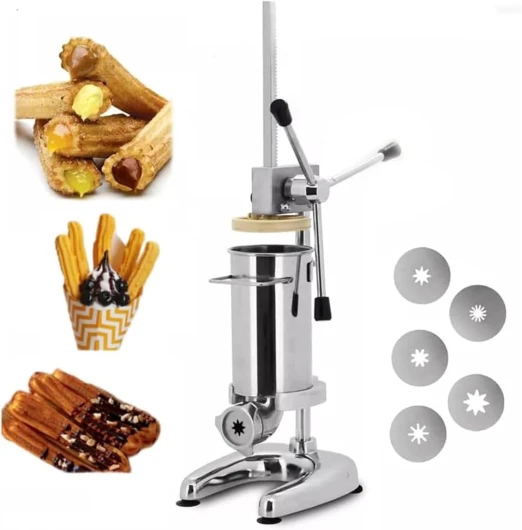 ZYLDDS Machine à Churros Manuelle 2L, Machine à Beignets, Machine à churrera espagnole Verticale en Acier Inoxydable, équipement de collation