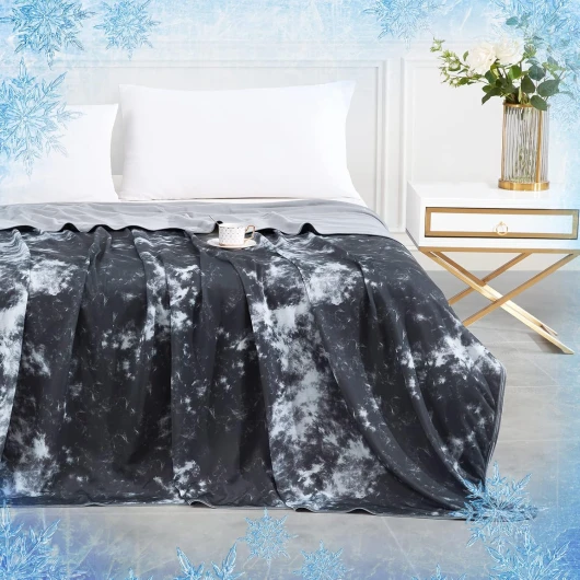 Couverture d'été 2 en 1, RAFRAFEINSSANTE Arc-Chill Q-Max>0,5 Absorbant Chaleur Corporelle, légére pour Canape, Lit, Bureau, 150x200 cm, Tie-Dye Noir Tie-dye Noir 150*200cm