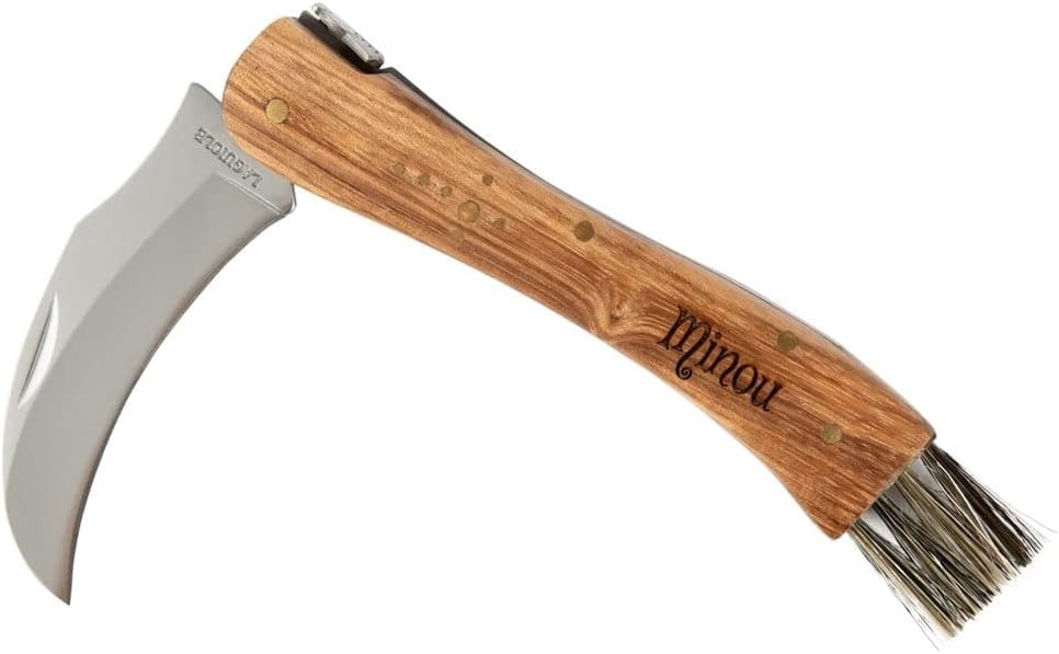 Couteau à Champignon Laguiole personnalisé gravé - Couteau champignon bois et acier inoxydable – Couteau avec gravure texte sur le manche en bois