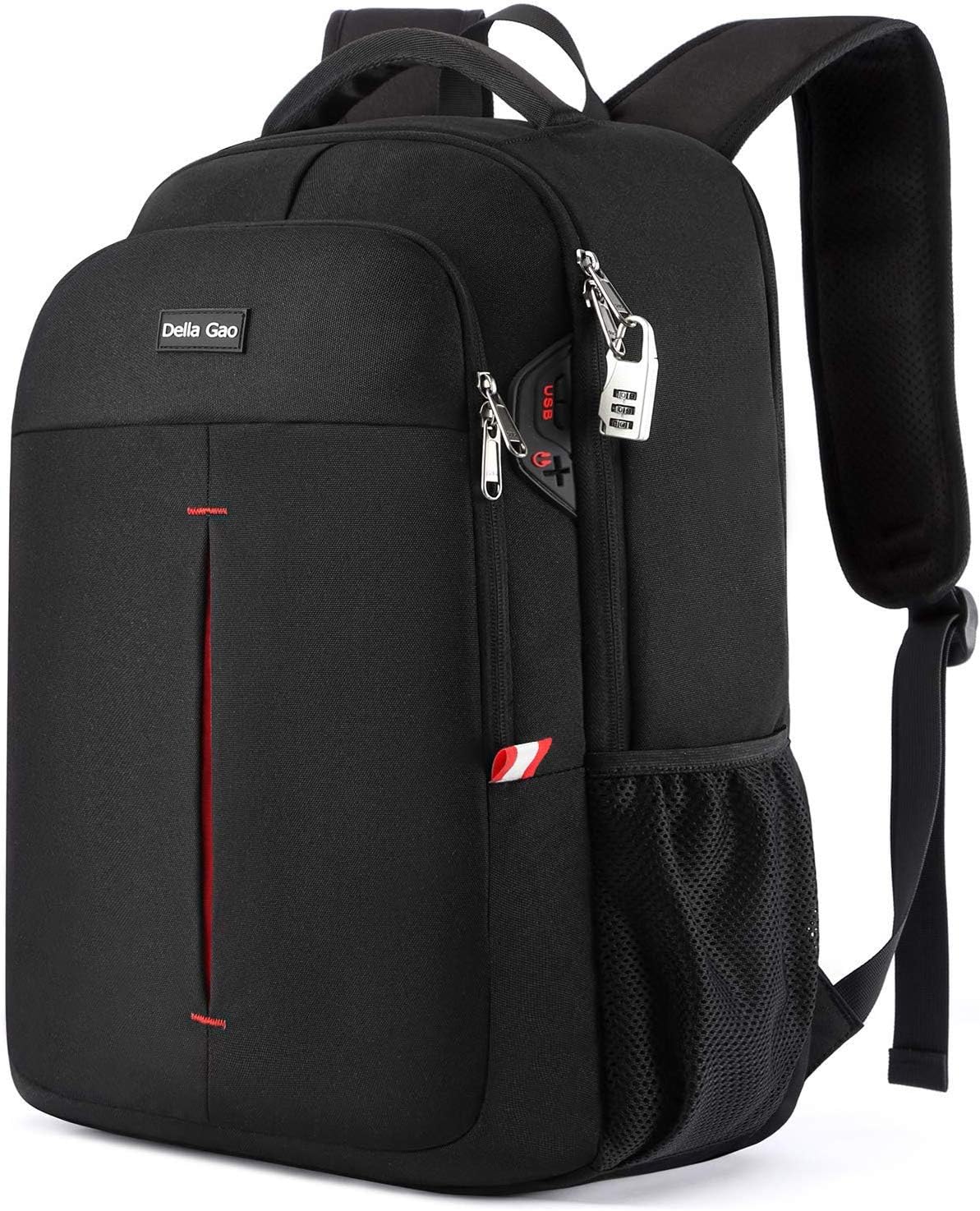 Sac à dos pour ordinateur portable, sac à dos de voyage, sac à dos antivol pour hommes et femmes, sac à dos étanche avec fente de chargement USB 17 pouces Noir