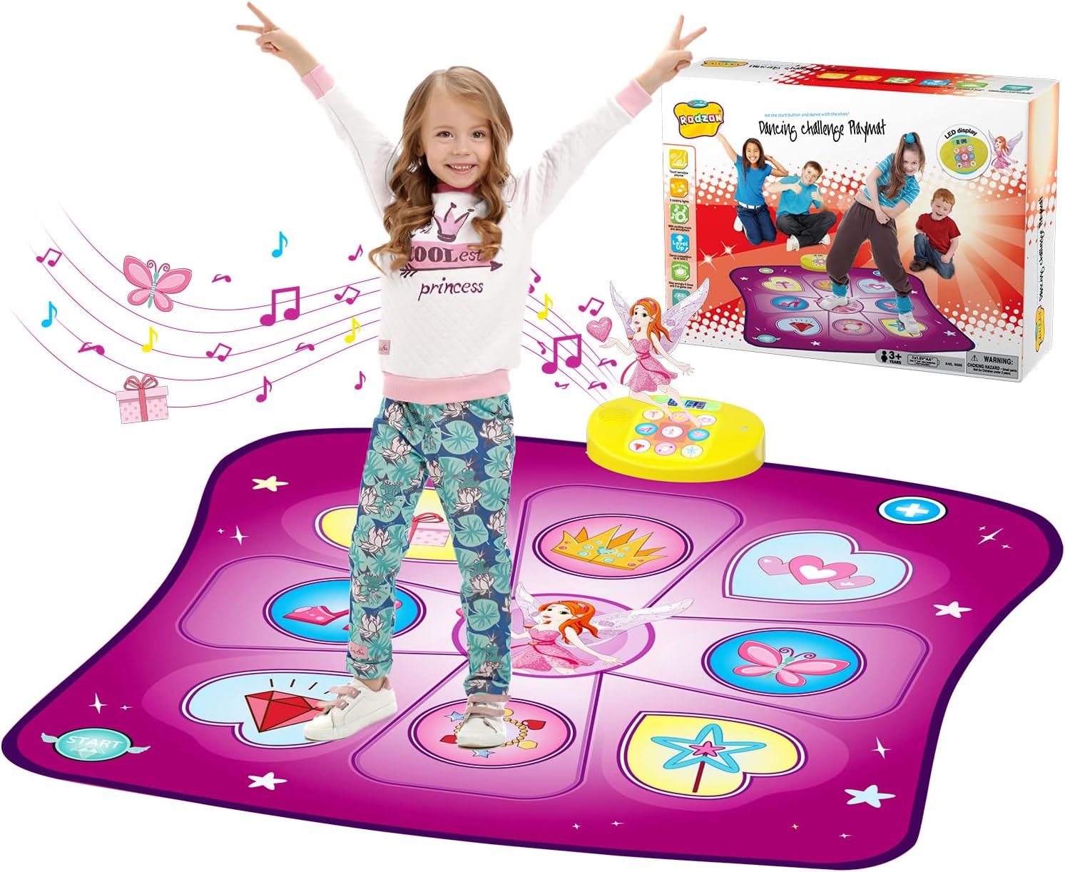 Tapis de Danse pour Enfants de 3 à 8 Ans,Tapis de Danse Musical avec Affichage LED, Création de Chansons et Musique Intégrée, Cadeau d'anniversaire de Noël pour Garçons Filles de 3 4 5 6 7+ (Violet)