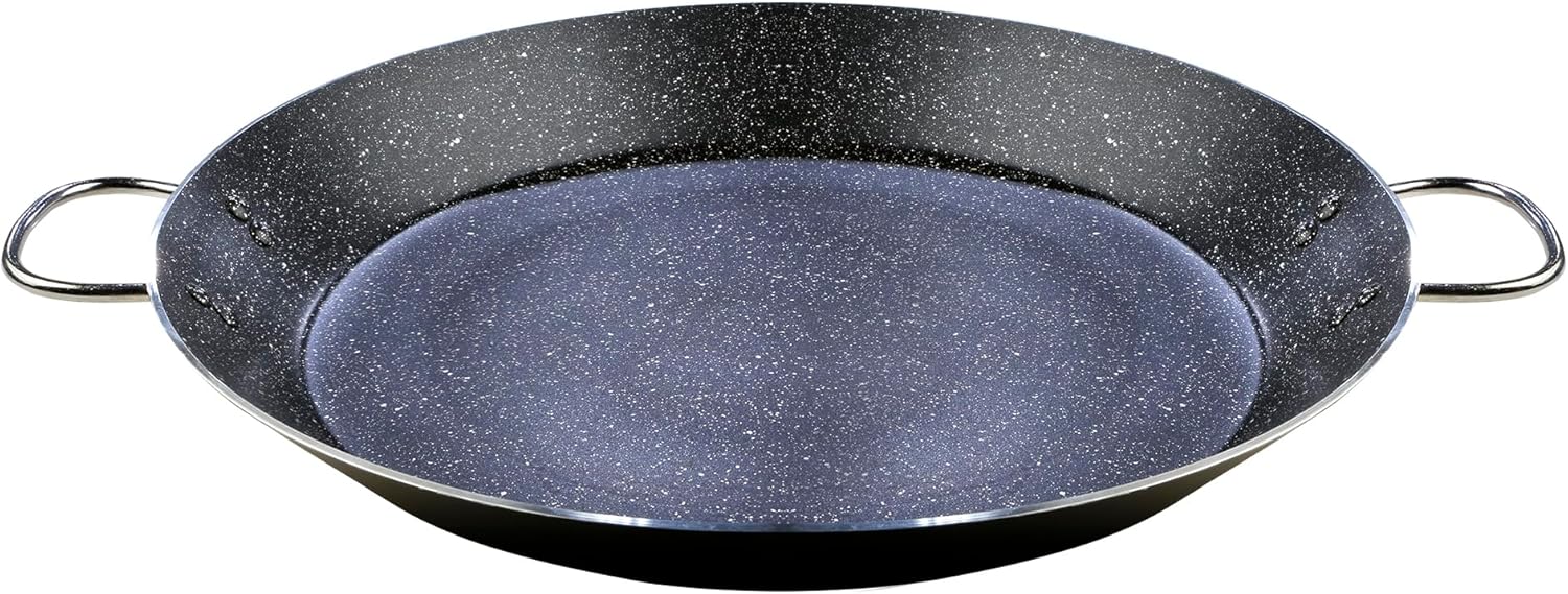 ! Granite poêle à paella induction, 46 cm, 12 Portions, Aluminium Pressé, Antiadhésif Écologique sans PFOA, Épaisseur de 3 mm, adaptée à Toutes les Cuisines, Vitrocéramique, Gaz, Lave-Vaisselle - 46 cms GRANITE