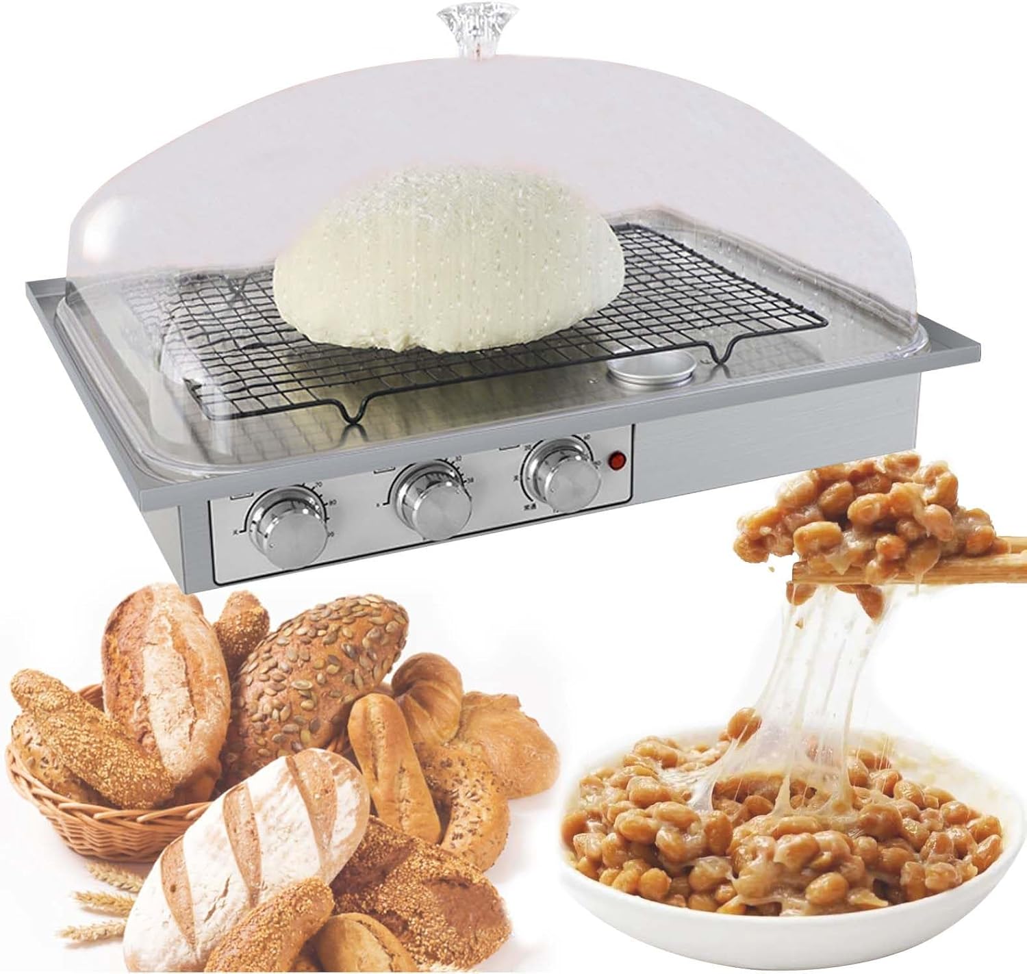 PâTissier éLectrique Chambre De Pousse De PâTe Avec Chauffage, Machine De Fermentation Du Pain Au Levain, Humidité De 60% à 99,99% / 0 à 54 °C/RéGlage De La DuréE De 0 à 12 H,1.5kg