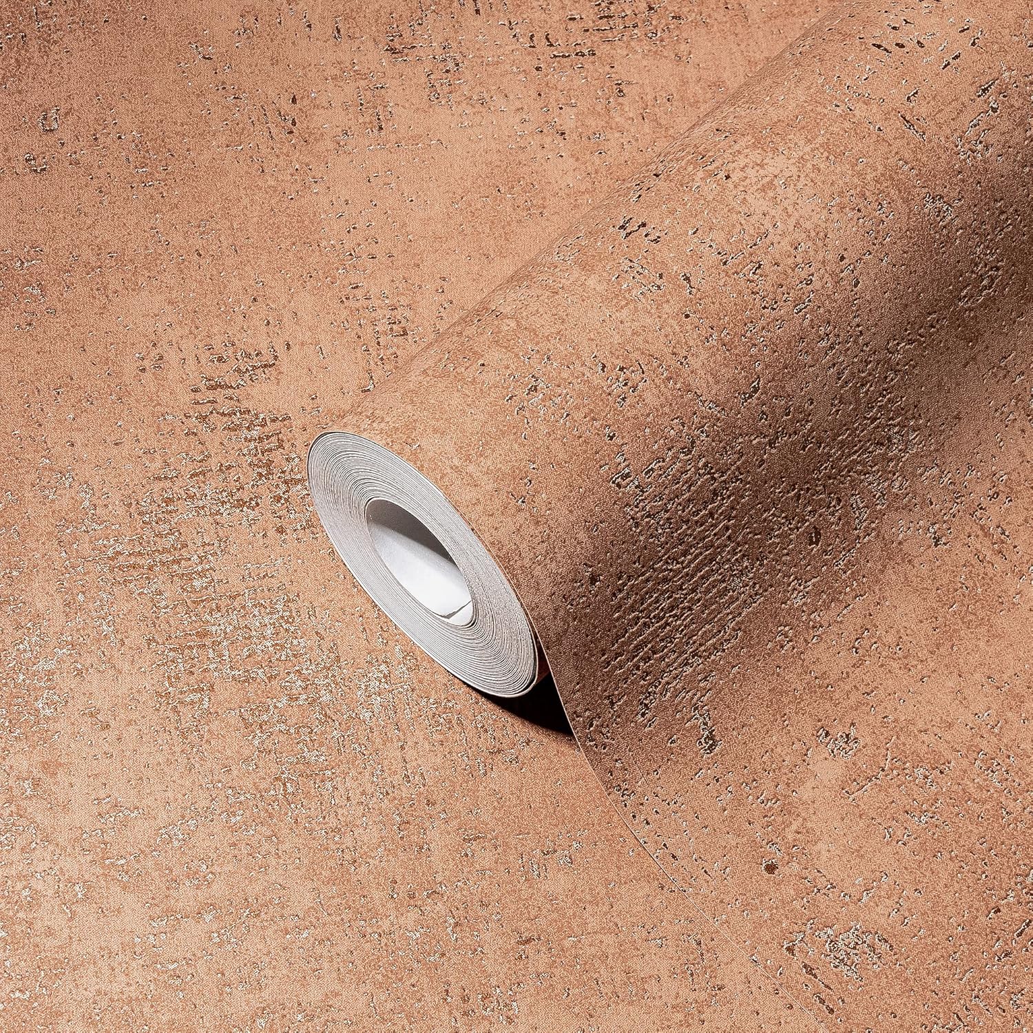 A.S - Création The BOS 388322 Papier peint texturé Orange terre cuite métallisé 10,05 x 0,53 m Marron;orange