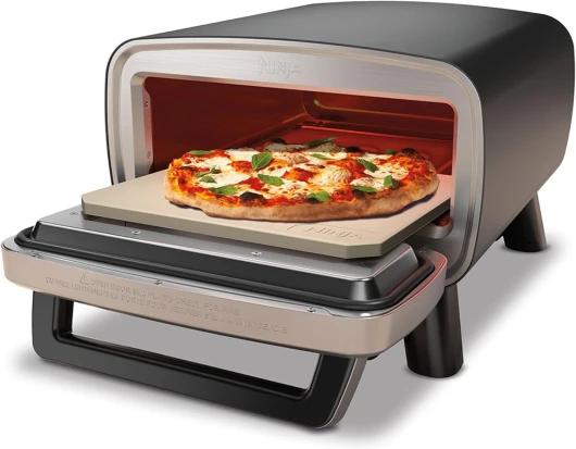 Artisan Four à pizza et friteuse sans huile électrique d’extérieur, avec 4 modes : Pizza, Frire sans huile, Cuire au four, Faire lever, Avec pierre, pelle, plateau, panier Crousti, Gris MO201EU Four à pizza et friteuse sans huile 4-en-1