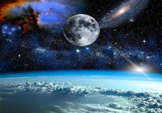 Papier Peint Panoramique Beau Ciel Étoilé Univers Planète Galaxie Paysage De Science-Fiction 400x280cm 3D Intissé Soie Poster Geant Mural 280 x 400 cm