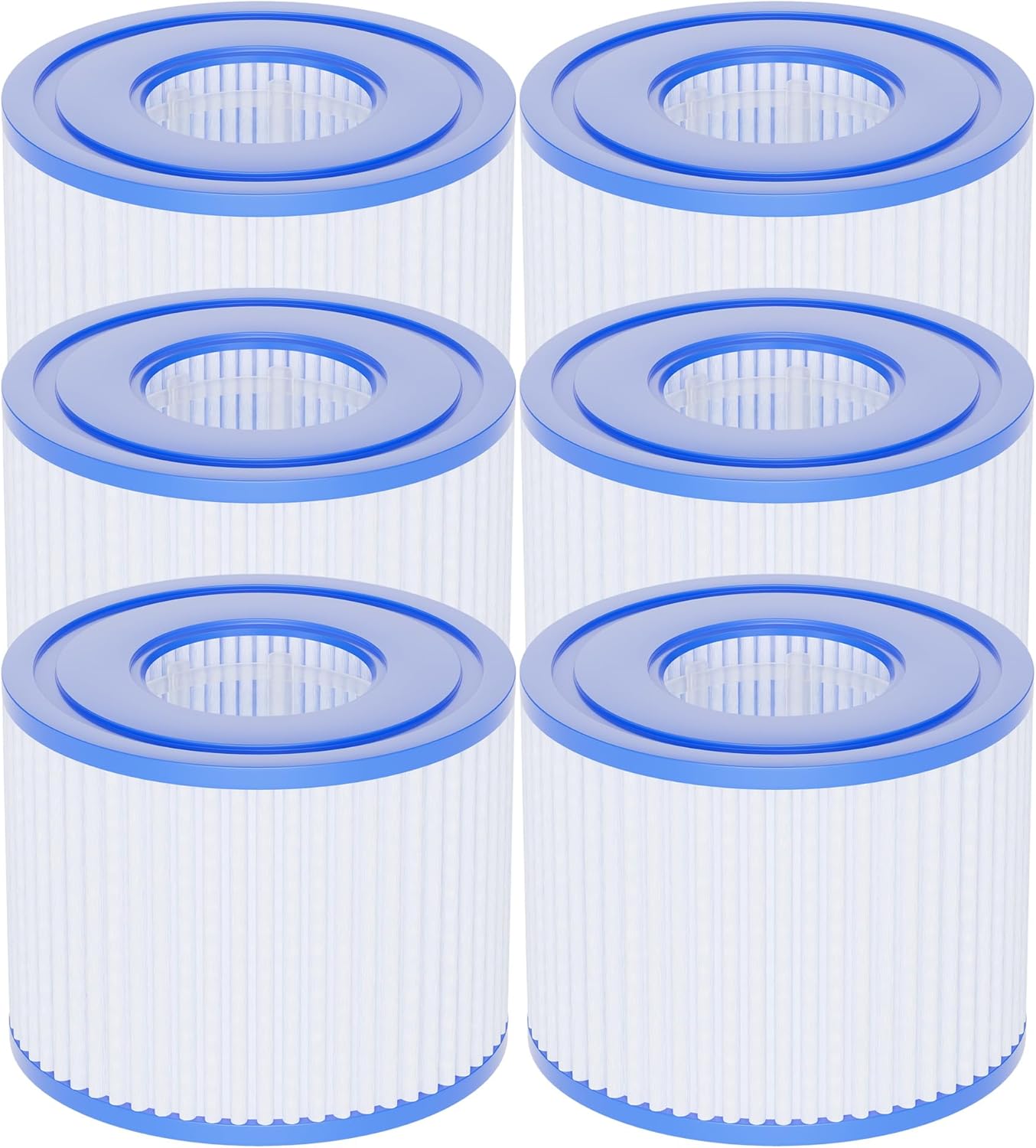 Type VI Cartouches filtrantes pour Spa Gonflable compatibles avec Les spas Lay-Z, 90352E, 58323E, 58323, 58324 et 90427E, 107 x 79 MM, Lot de 6
