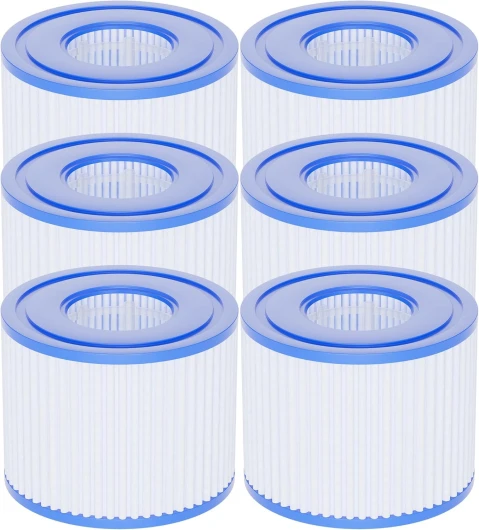 Type VI Cartouches filtrantes pour Spa Gonflable compatibles avec Les spas Lay-Z, 90352E, 58323E, 58323, 58324 et 90427E, 107 x 79 MM, Lot de 6
