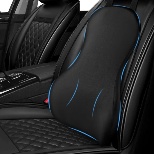 Ainiv Coussin de Soutien Lombaire Ergonomique, Support Lombaire Universel en Mousse à Mémoire de Forme pour Siège de Voiture, Coussin de Siège de Voiture pour la Fatigue du Bas du Dos et de la Tête Noir-coussin