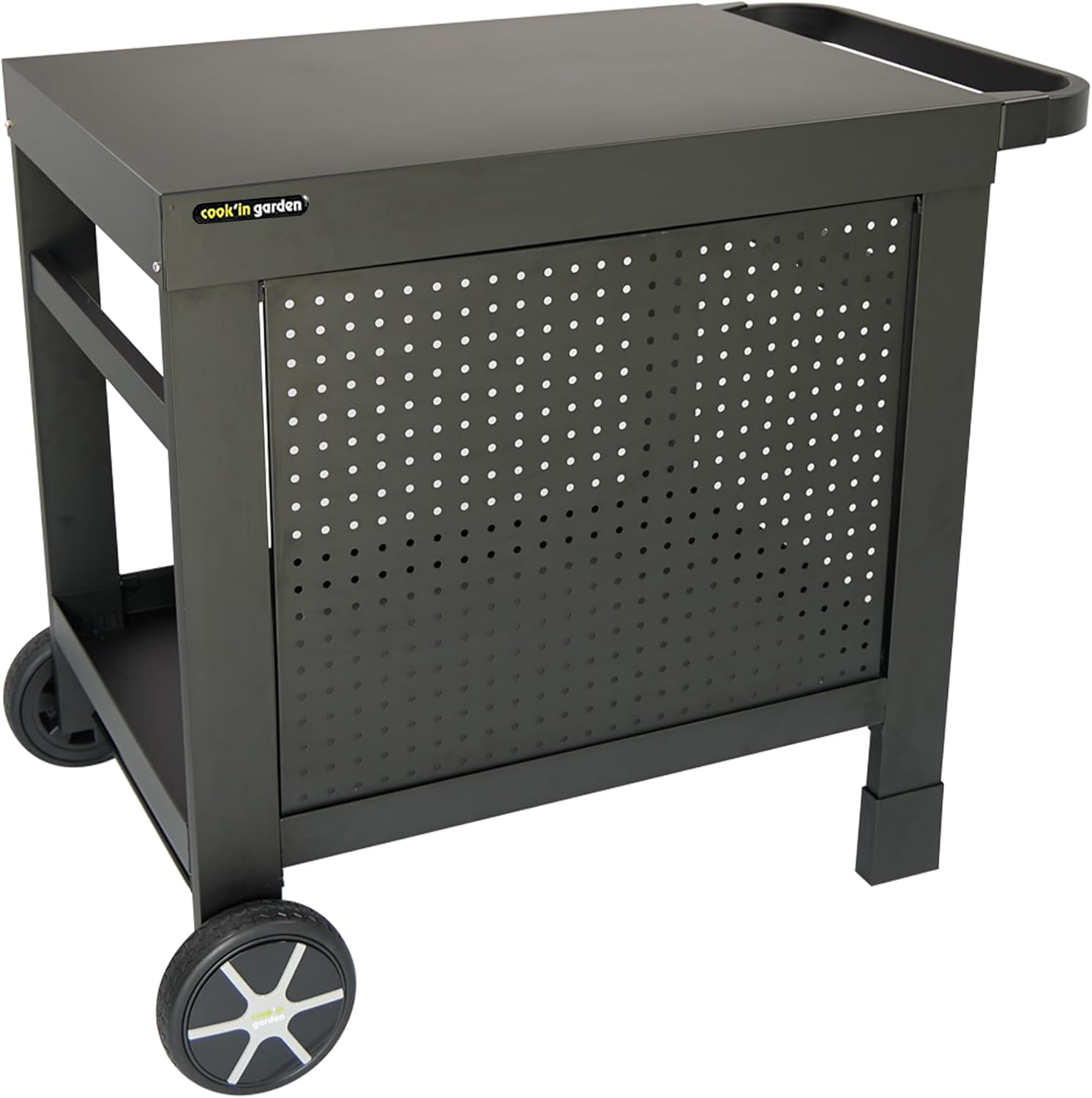 Cook'in garden - Desserte Reva 80 - Chariot avec Plan de Travail - Meuble sur Roulettes Facile à Déplacer - Montage sans Vis - Support avec Crédence Amovible, Noir