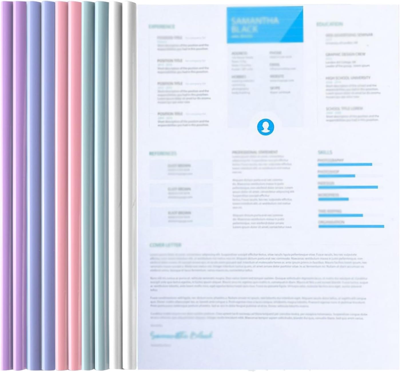 10 Feuilles A4 Couverture De Rapports, Plastique Chemise De Couvertures De Rapports, Transparent Barre Coulissante Rapport Couvre, Pour Classification Documents, Bureau, Scolaire Couleur Morandi X10