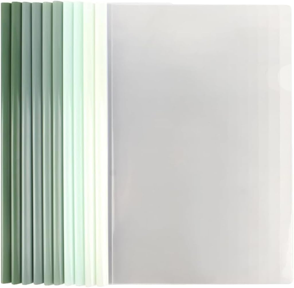BIVBWQU Lot de 10 Dossiers A4 en Plastique, Vert, Standard, A4, 10 Feuilles, Couverture de Rapport