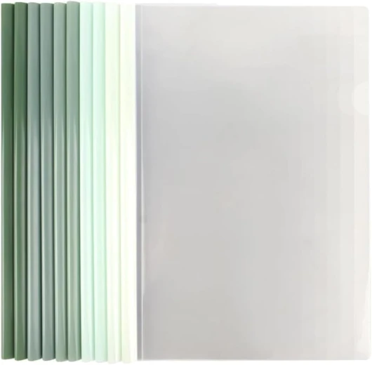 BIVBWQU Lot de 10 Dossiers A4 en Plastique, Vert, Standard, A4, 10 Feuilles, Couverture de Rapport