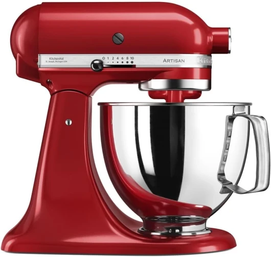 Robot Pâtissier I Artisan I Robot cuisine multifonctions à tête inclinable I Avec 4 accessoires I 4,8L, Rouge