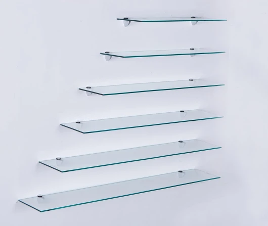 Euro Tische Étagère Murale en Verre 80cm, étagère en Verre pour Salle de Bain, étagère de Douche en Verre Clair avec Verre de sécurité trempé de 6mm et Supports métalliques (Clair) 80 cm Clair