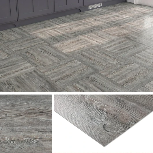 Dalle PVC Adhesive Sol Bois Gris 30x30CM Lino Sol Adhesif Salle de Bain Parquet Adhesif Sol Chambre Imperméable Carrelage Adhesif Sol Cuisine Revetement de Sol Adhesif pour Sol, 4 Dalles Bois Gris 30x30CM, 4 Dalles