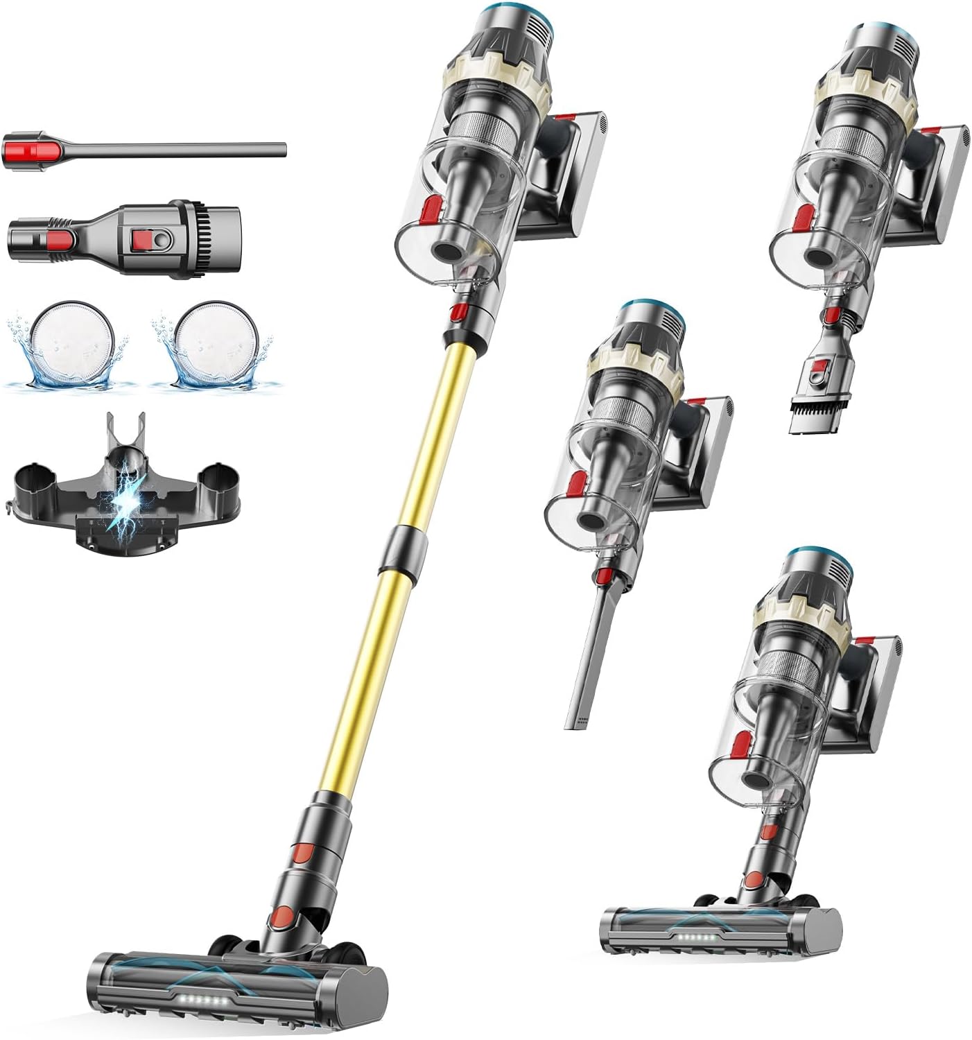 XT1 Aspirateur Balai sans Fil, 45 Kpa et 60 Min Aspirateur sans Fil Puissant, avec Technologie Cyclonique et Anti-Enchevêtrement, Aspirateur Balai pour Les Poils d'animaux/Tapis/Sols Durs