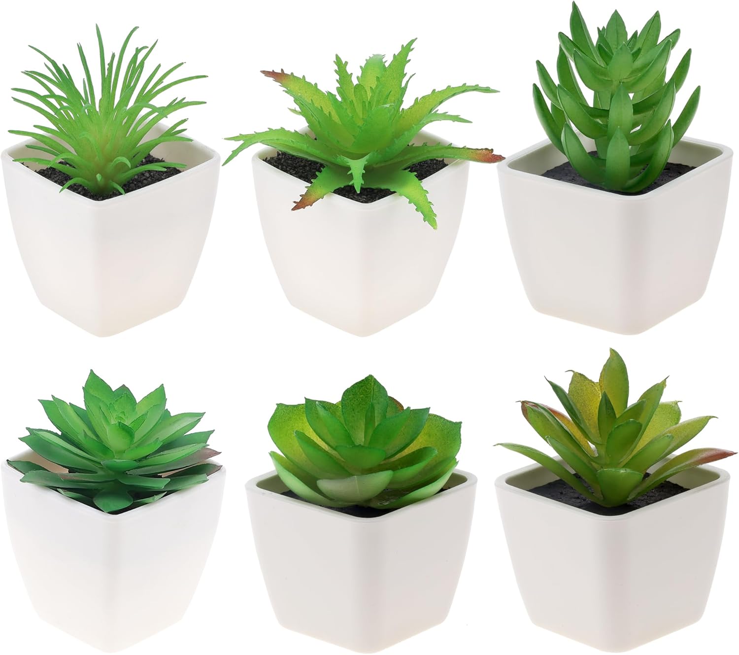 Lot de 6 plantes succulentes artificielles en pot - Imitation aloe vert - Modèle réaliste - Mini bonsaï - Décoration pour la maison, la salle de bain, la chambre à coucher et les rebords de Ensemble A-6