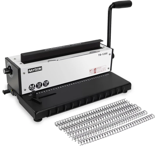 TD-1200 Relieuse spirale métallique, Reliure 34 trous, Capacité de perforation de 12 feuilles, Relier 120 feuilles, Pas de 3:1, A4 Trou carré